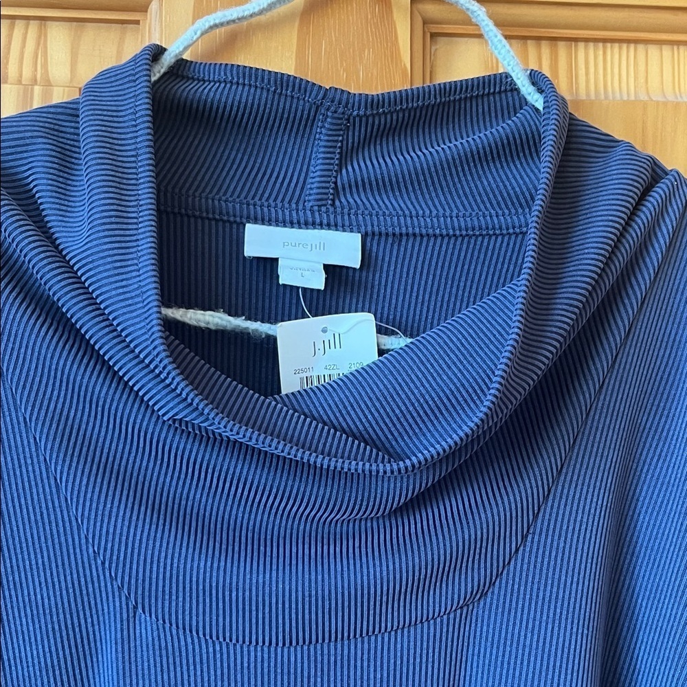 J Jill Blue Cowl Neck Long Sleeve Top - Size Large - Picture 3 of 8